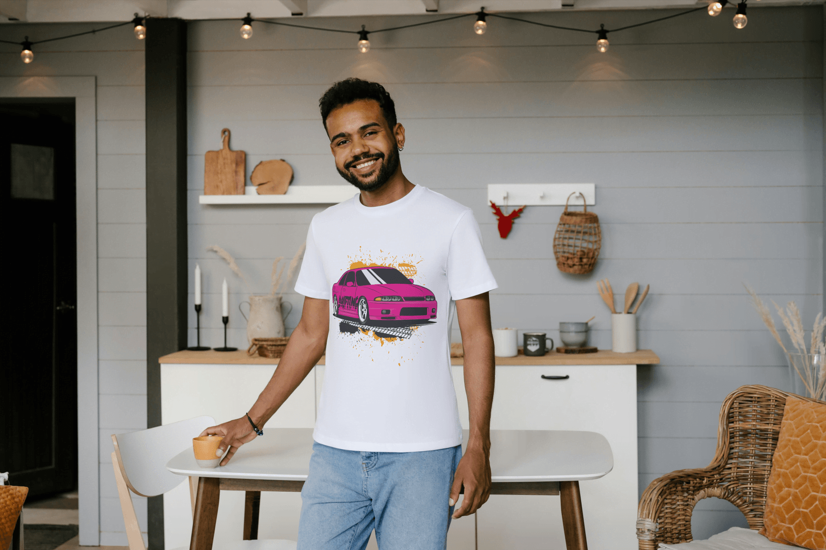 Pink Drift Car: Automotive Action Tee - Essentia Attire