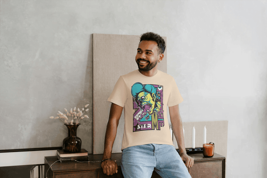 Unique Urban Art: Men's Psychedelic Monster Face Tee - Essentia Attire