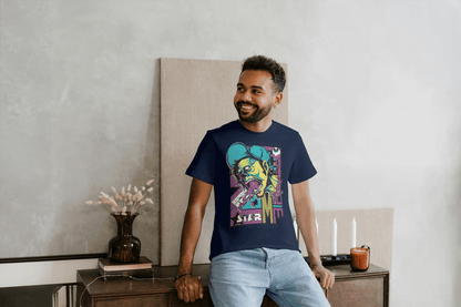 Unique Urban Art: Men's Psychedelic Monster Face Tee - Essentia Attire