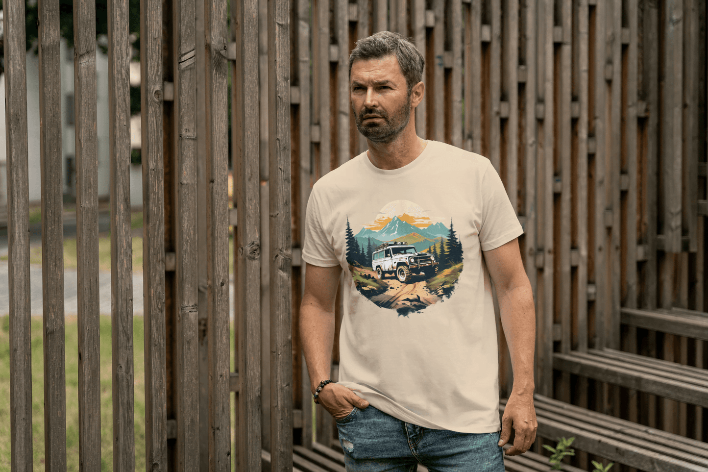 Off-Road Adventure: Mountain Jeep Graphic Tee - Essentia Attire