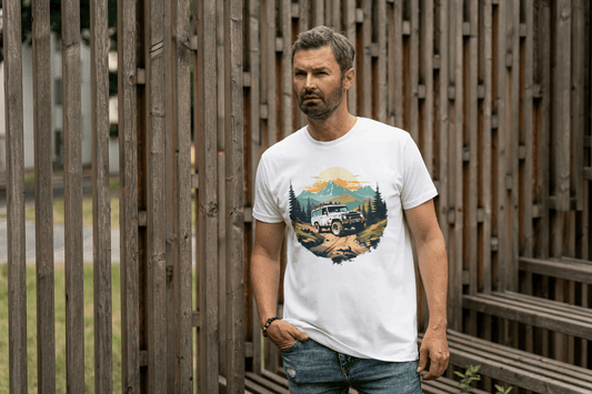 Off-Road Adventure: Mountain Jeep Graphic Tee - Essentia Attire