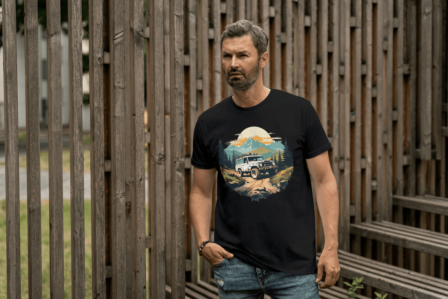 Off-Road Adventure: Mountain Jeep Graphic Tee - Essentia Attire
