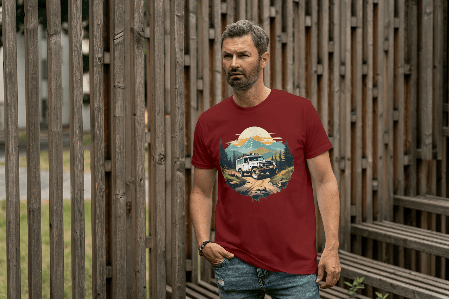 Off-Road Adventure: Mountain Jeep Graphic Tee - Essentia Attire