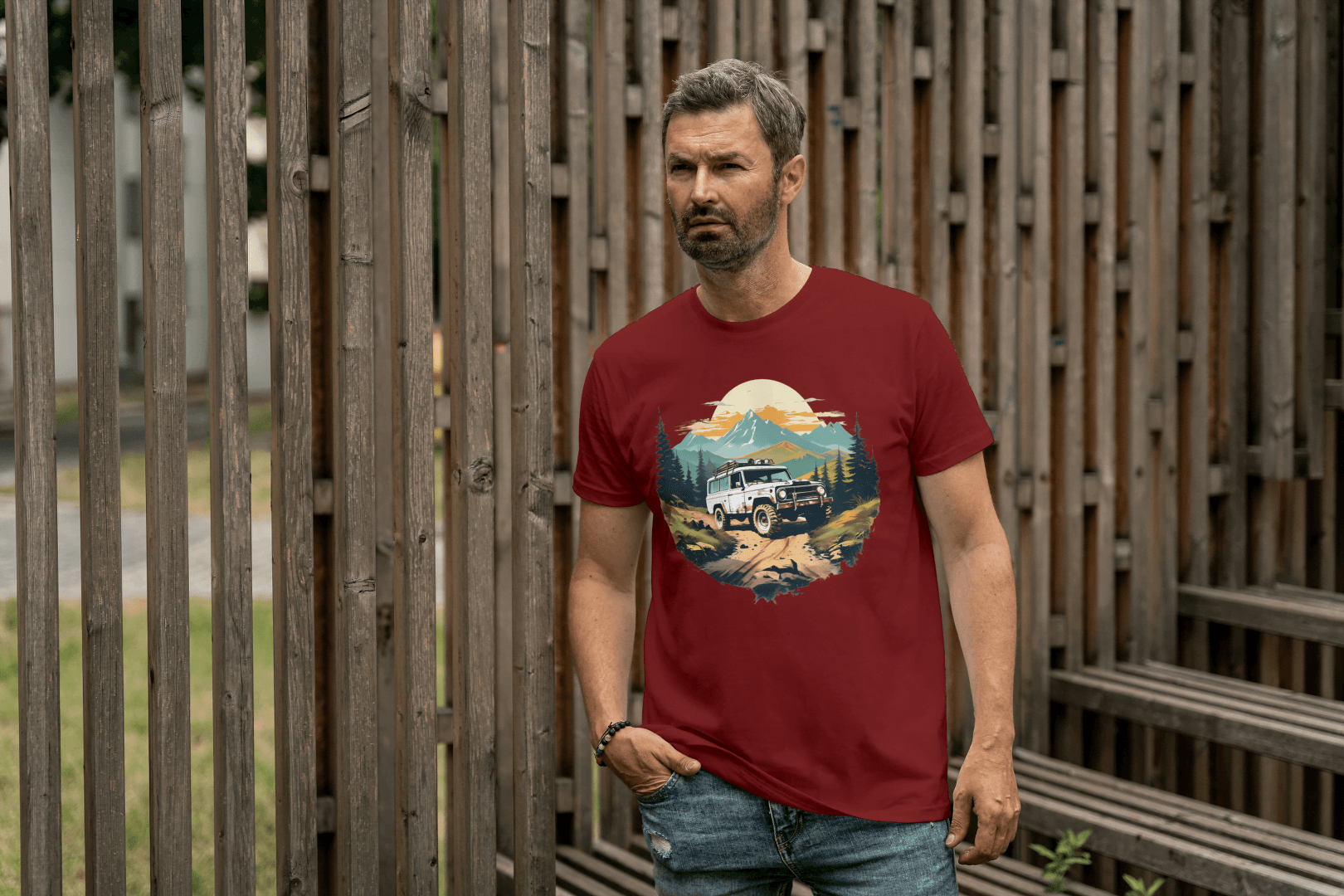 Off-Road Adventure: Mountain Jeep Graphic Tee - Essentia Attire