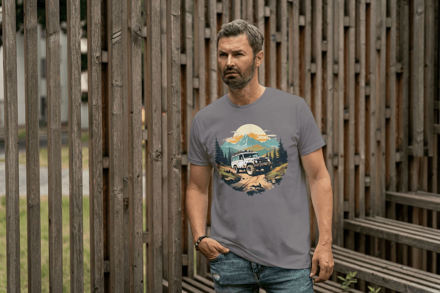 Off-Road Adventure: Mountain Jeep Graphic Tee - Essentia Attire