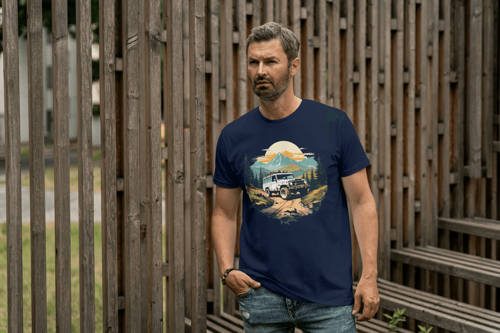 Off-Road Adventure: Mountain Jeep Graphic Tee - Essentia Attire