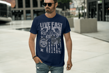 Live Fast Die Young: Skull & Vintage Biker Tee - Essentia Attire