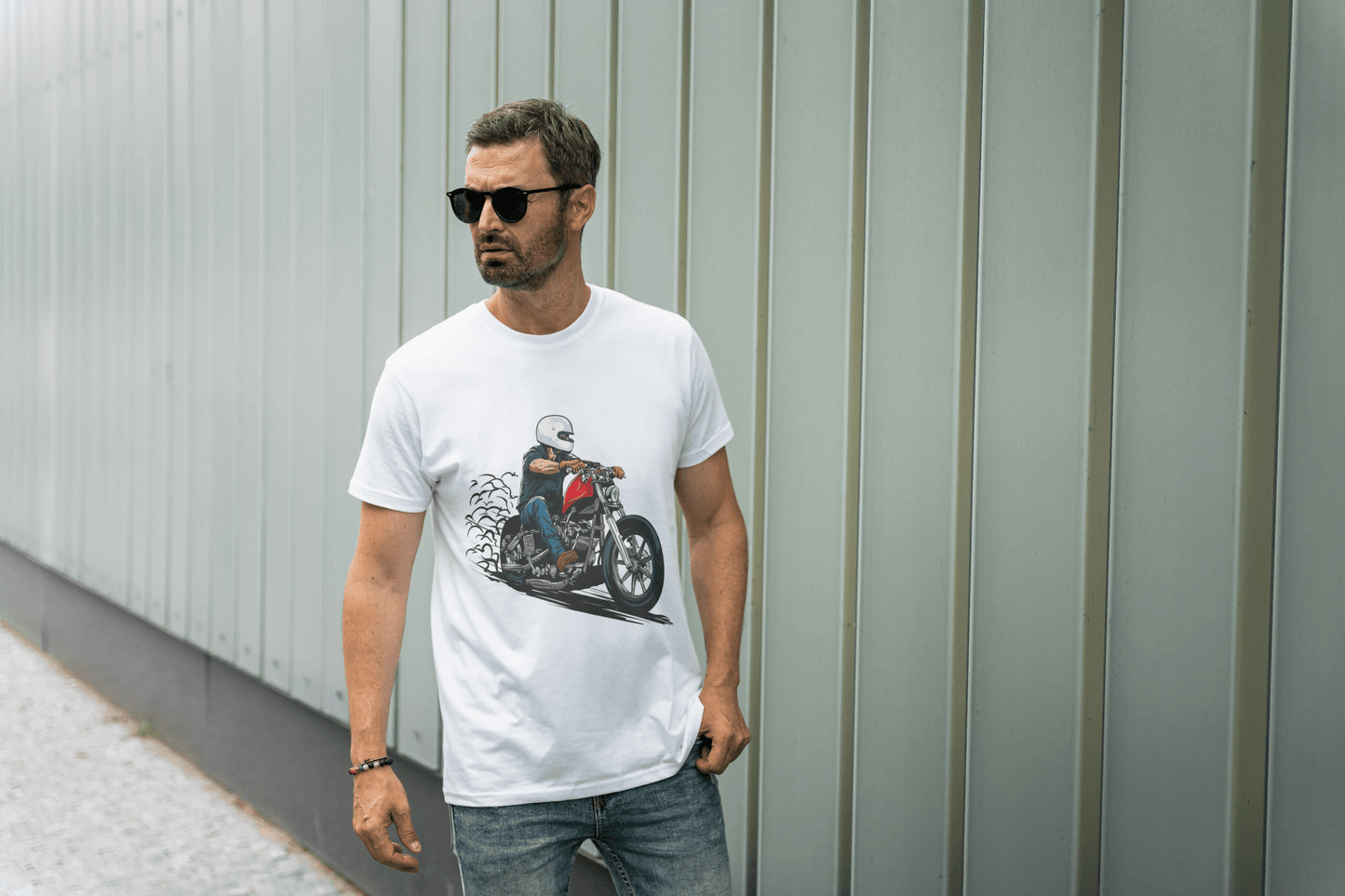 Vintage Biker Ride: Custom Motorcycle Graphic Tee - Essentia Attire