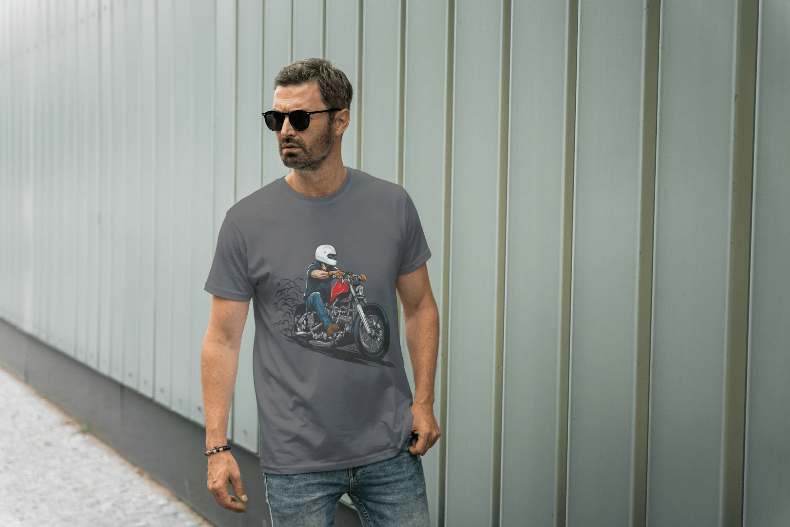 Vintage Biker Ride: Custom Motorcycle Graphic Tee - Essentia Attire