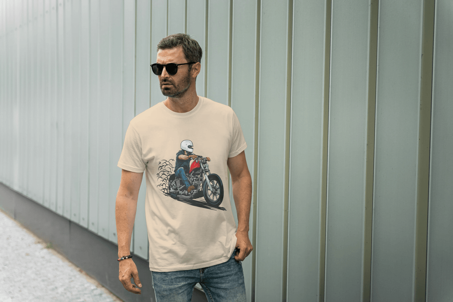 Vintage Biker Ride: Custom Motorcycle Graphic Tee - Essentia Attire