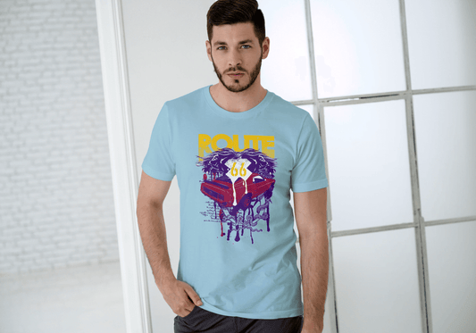 Men's Route 66 Classic Car Dripping: Vintage Road Trip - Essentia Attire