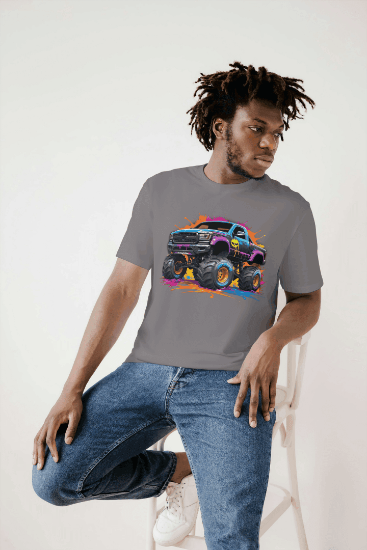 Vibrant Monster Truck: Paint Splatter Graphic Tee - Essentia Attire