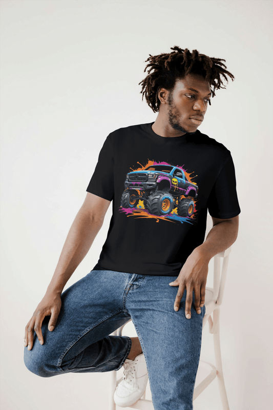 Vibrant Monster Truck: Paint Splatter Graphic Tee - Essentia Attire