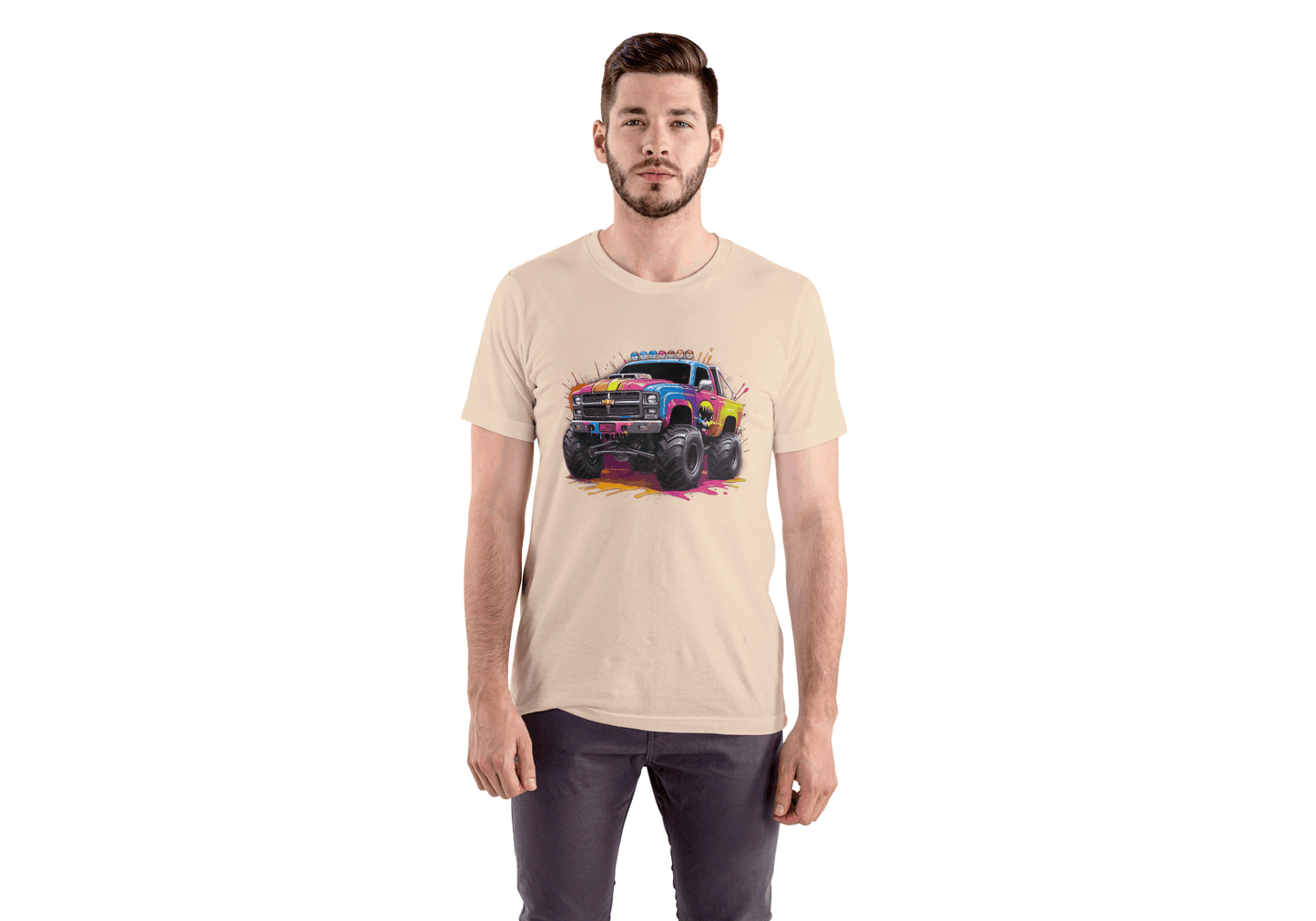 Vibrant Monster Truck: Paint Splatter Graphic Tee - Essentia Attire