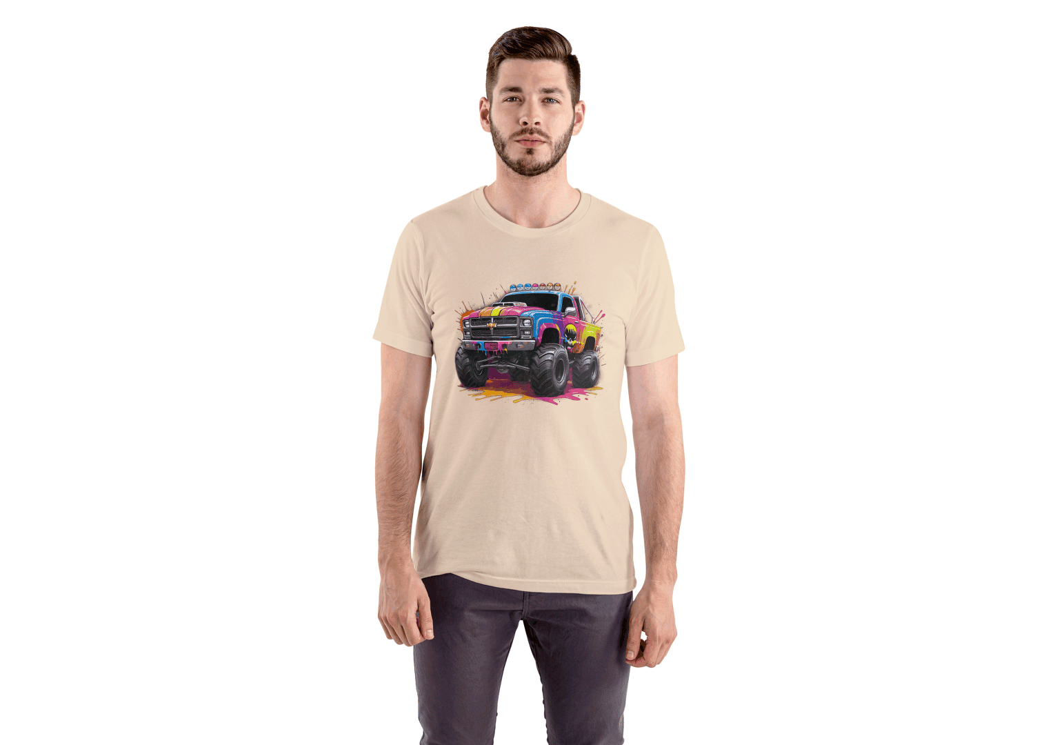 Vibrant Monster Truck: Paint Splatter Graphic Tee - Essentia Attire