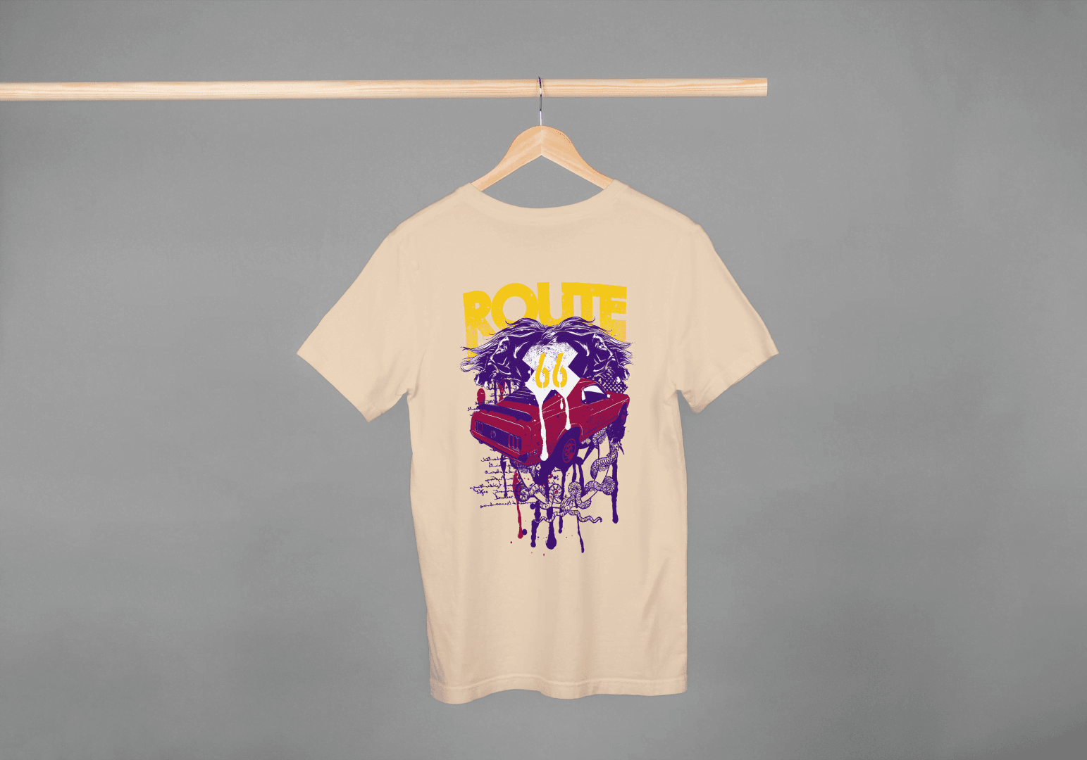 Men's Route 66 Classic Car Dripping: Vintage Road Trip - Essentia Attire
