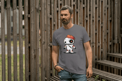 Cute Voodoo Doll: Spooky Cartoon Rag Doll Tee - Essentia Attire
