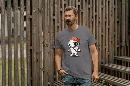 Cute Voodoo Doll: Spooky Cartoon Rag Doll Tee - Essentia Attire