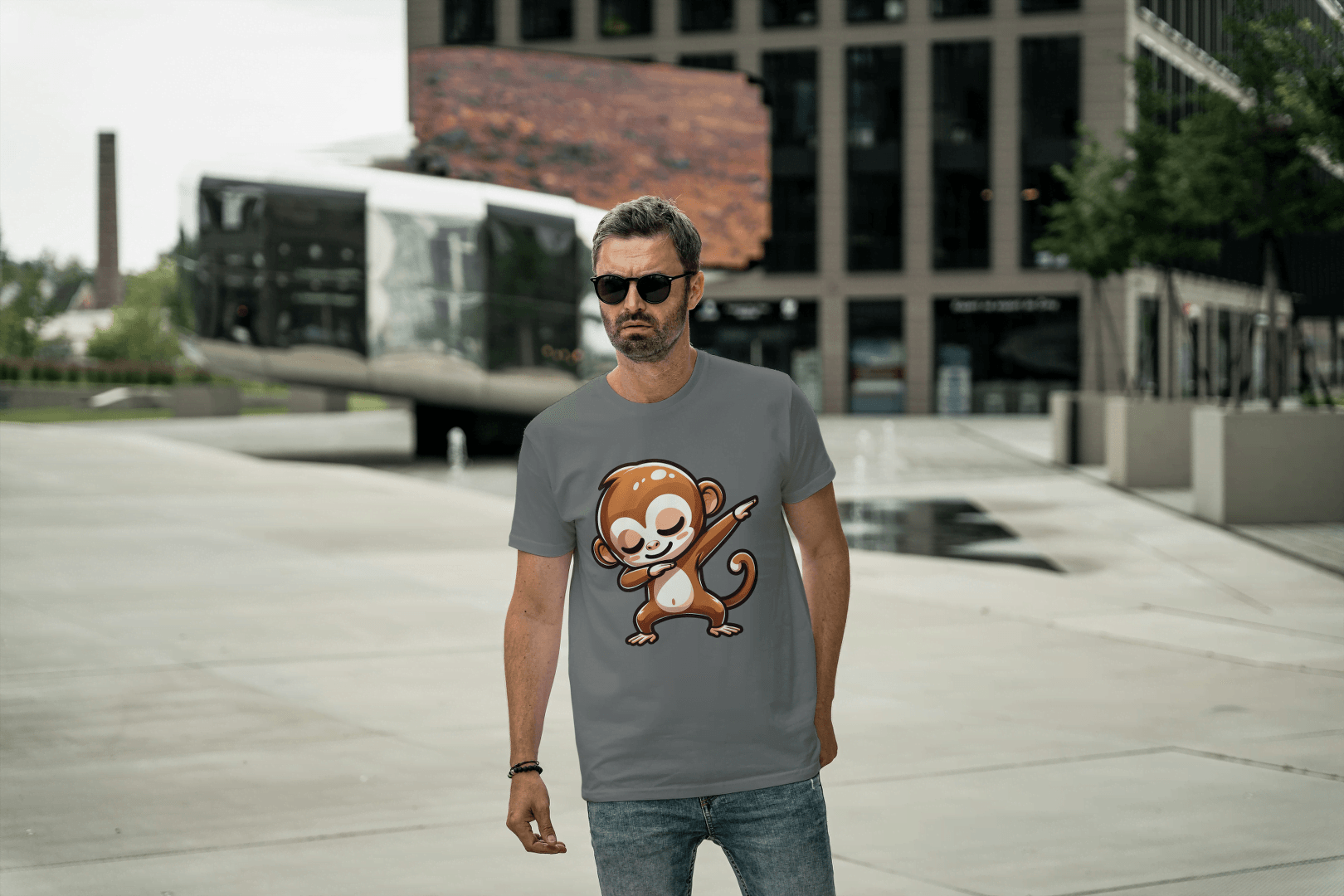 Dabbing Monkey: Cute Cartoon Animal Tee - Essentia Attire