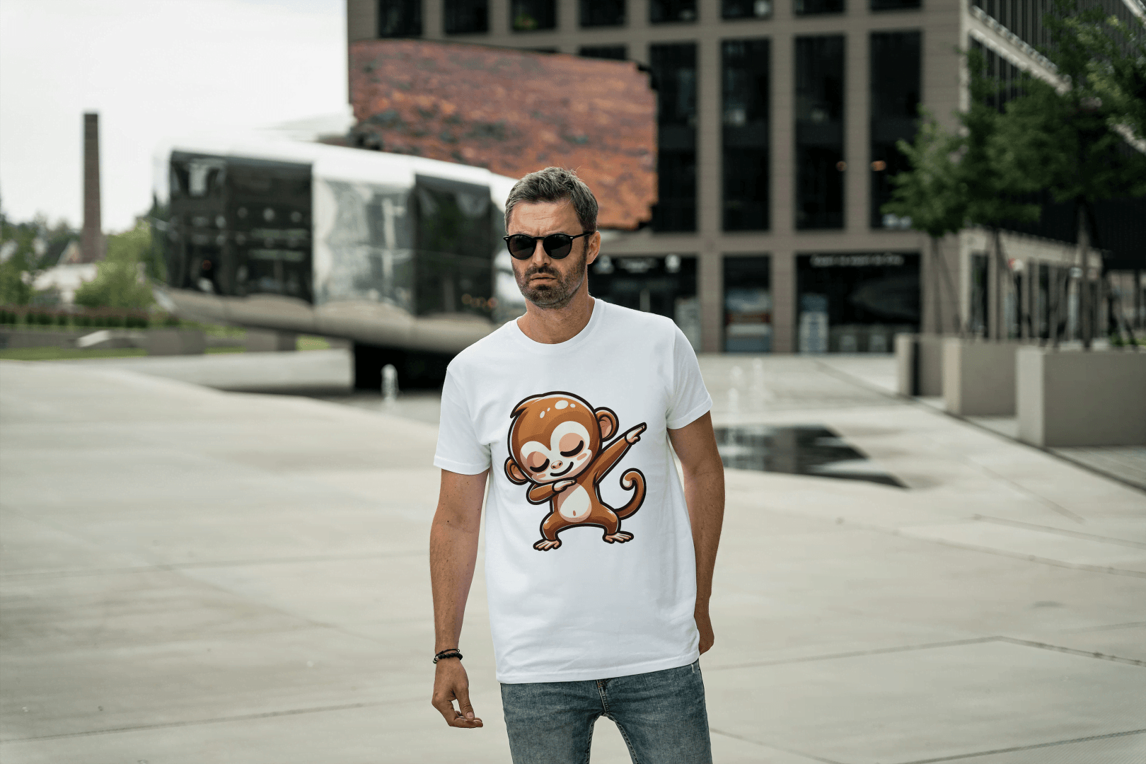 Dabbing Monkey: Cute Cartoon Animal Tee - Essentia Attire