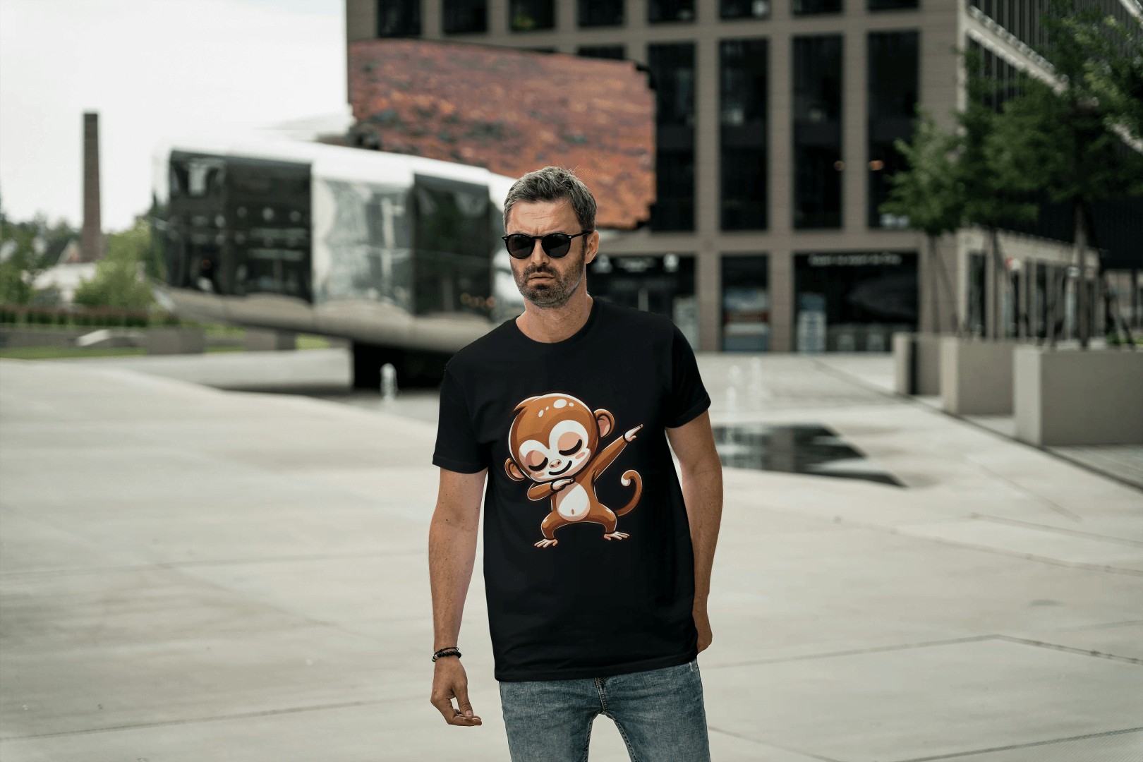 Dabbing Monkey: Cute Cartoon Animal Tee - Essentia Attire