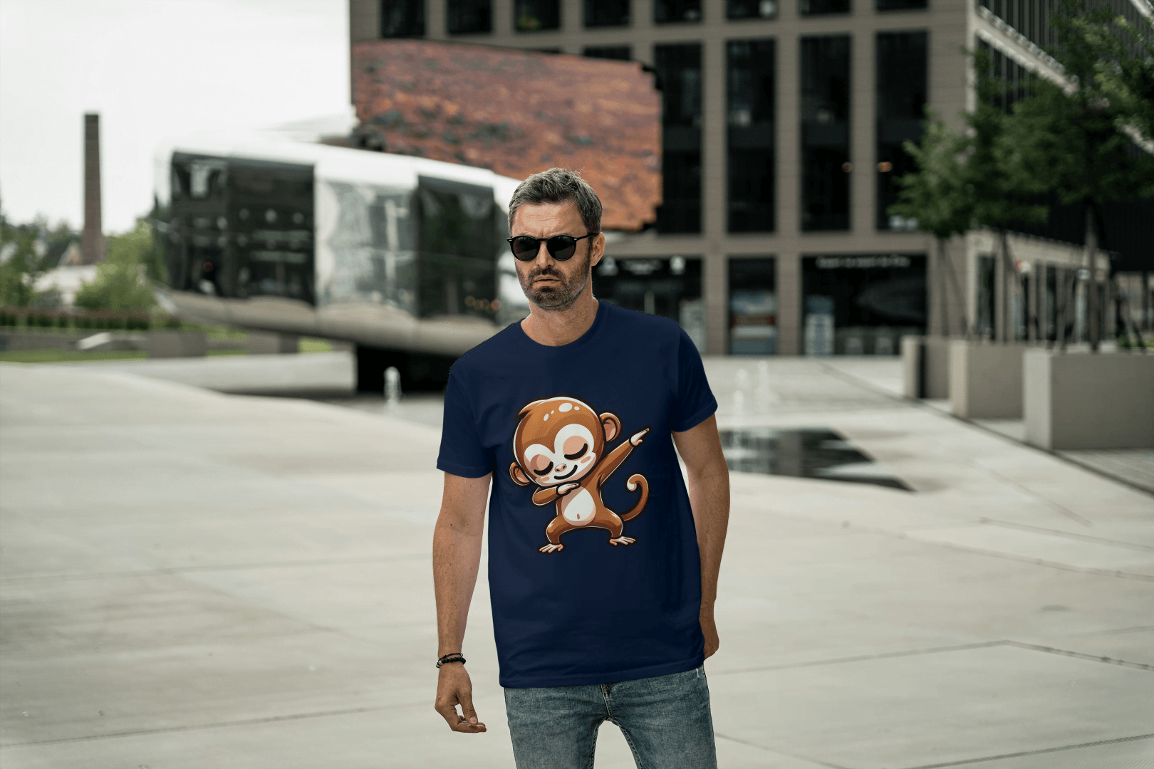Dabbing Monkey: Cute Cartoon Animal Tee - Essentia Attire