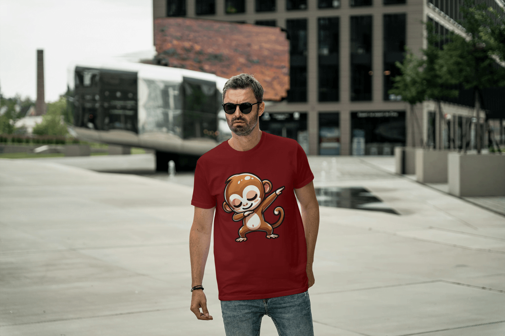 Dabbing Monkey: Cute Cartoon Animal Tee - Essentia Attire