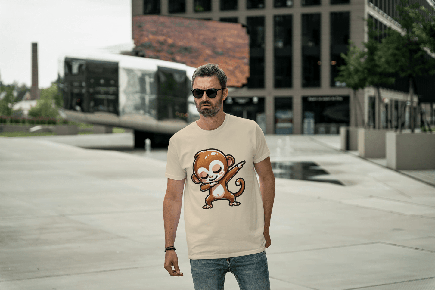 Dabbing Monkey: Cute Cartoon Animal Tee - Essentia Attire