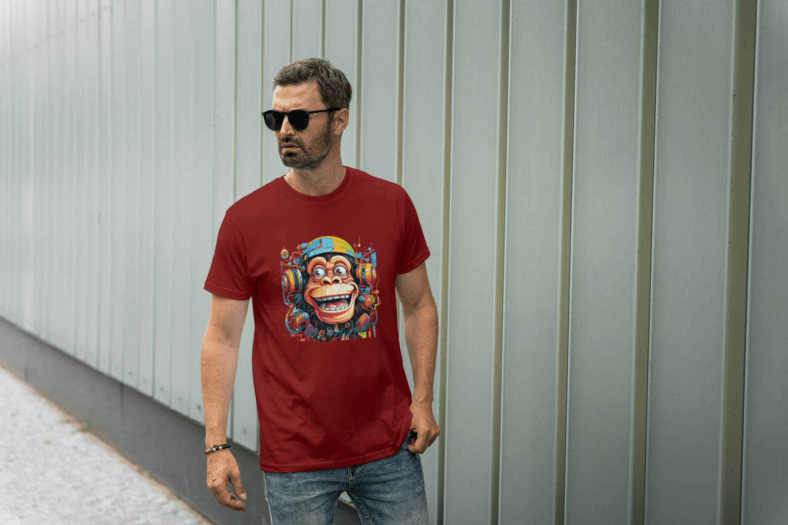 Vibrant DJ Monkey: Happy Music Lover Tee - Essentia Attire