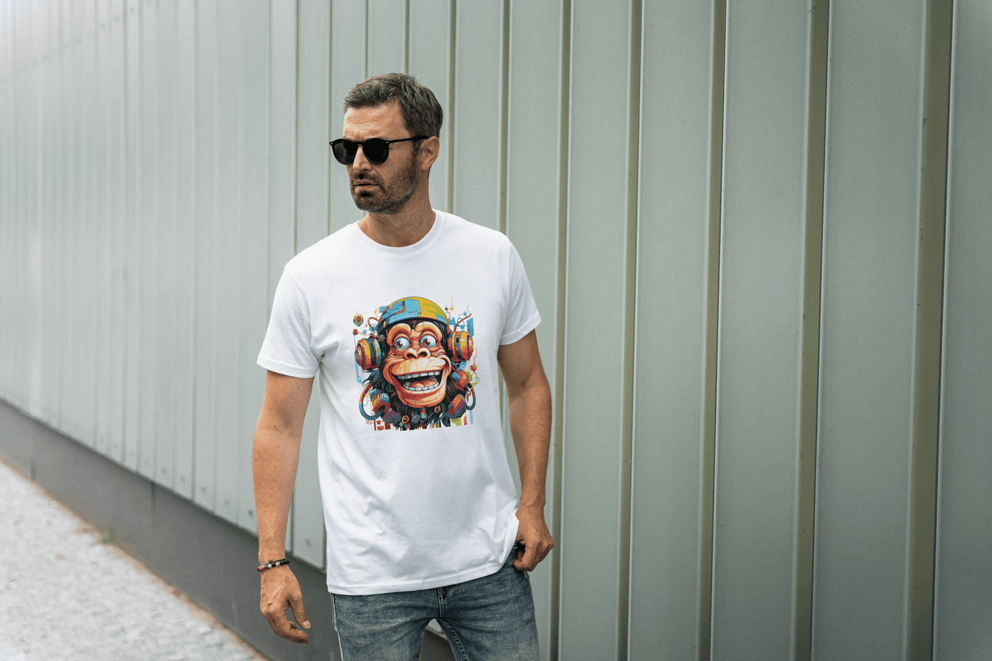 Vibrant DJ Monkey: Happy Music Lover Tee - Essentia Attire
