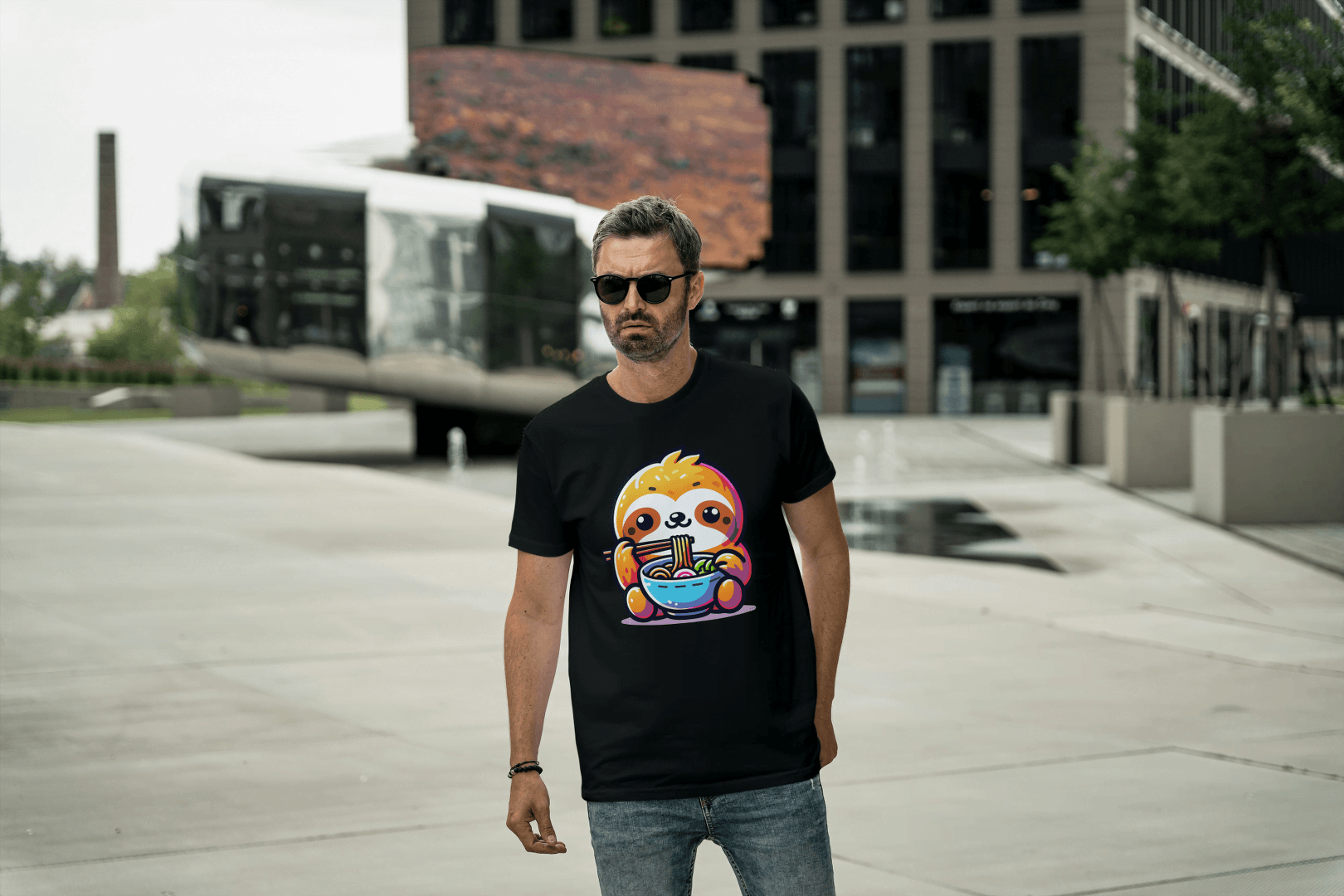 Cute Sloth Ramen: Noodle Lover Graphic Tee - Essentia Attire
