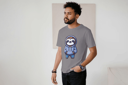 Cute Sloth Hoodie: Relaxed Animal Graphic Tee - Essentia Attire