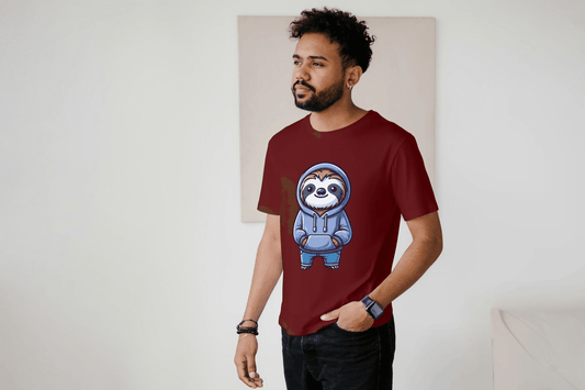 Cute Sloth Hoodie: Relaxed Animal Graphic Tee - Essentia Attire