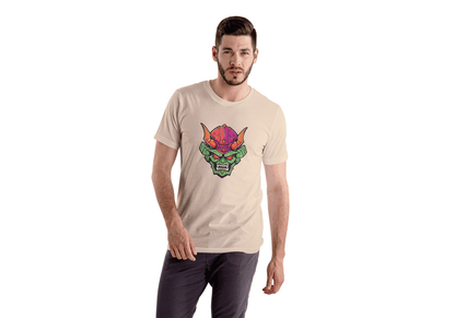 Vibrant Oni Mask: Japanese Demon Mask Tee - Essentia Attire