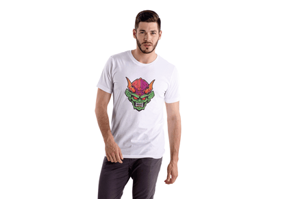 Vibrant Oni Mask: Japanese Demon Mask Tee - Essentia Attire