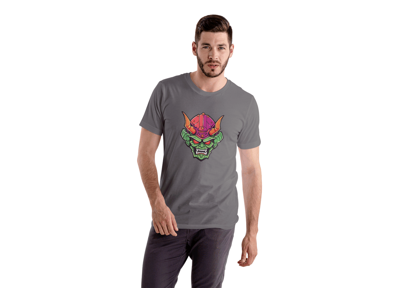Vibrant Oni Mask: Japanese Demon Mask Tee - Essentia Attire