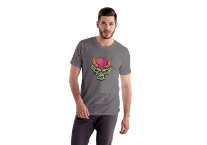 Vibrant Oni Mask: Japanese Demon Mask Tee - Essentia Attire