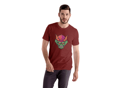 Vibrant Oni Mask: Japanese Demon Mask Tee - Essentia Attire