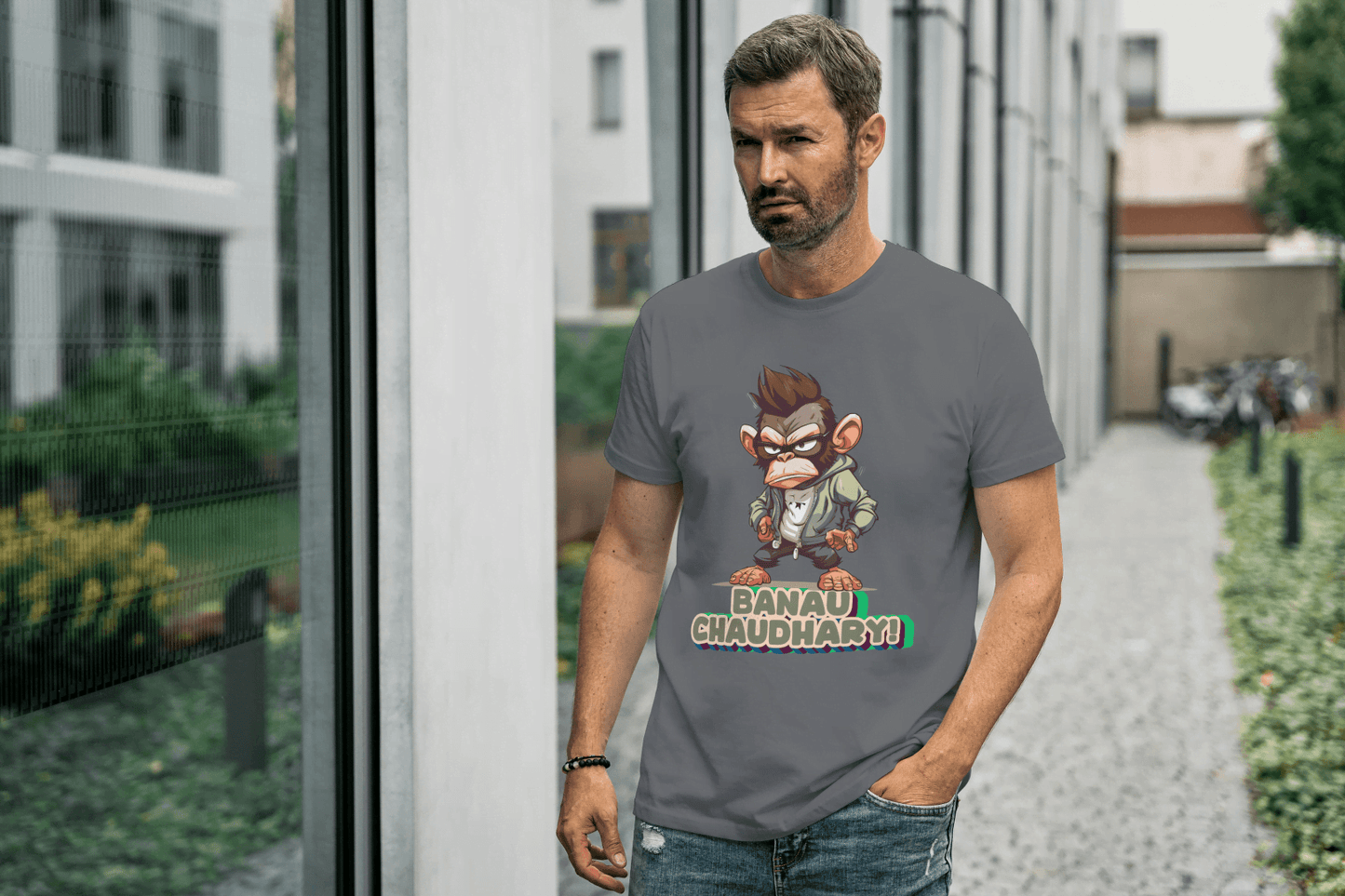 Banau Chaudhary: Cool Monkey Graphic Tee - Essentia Attire