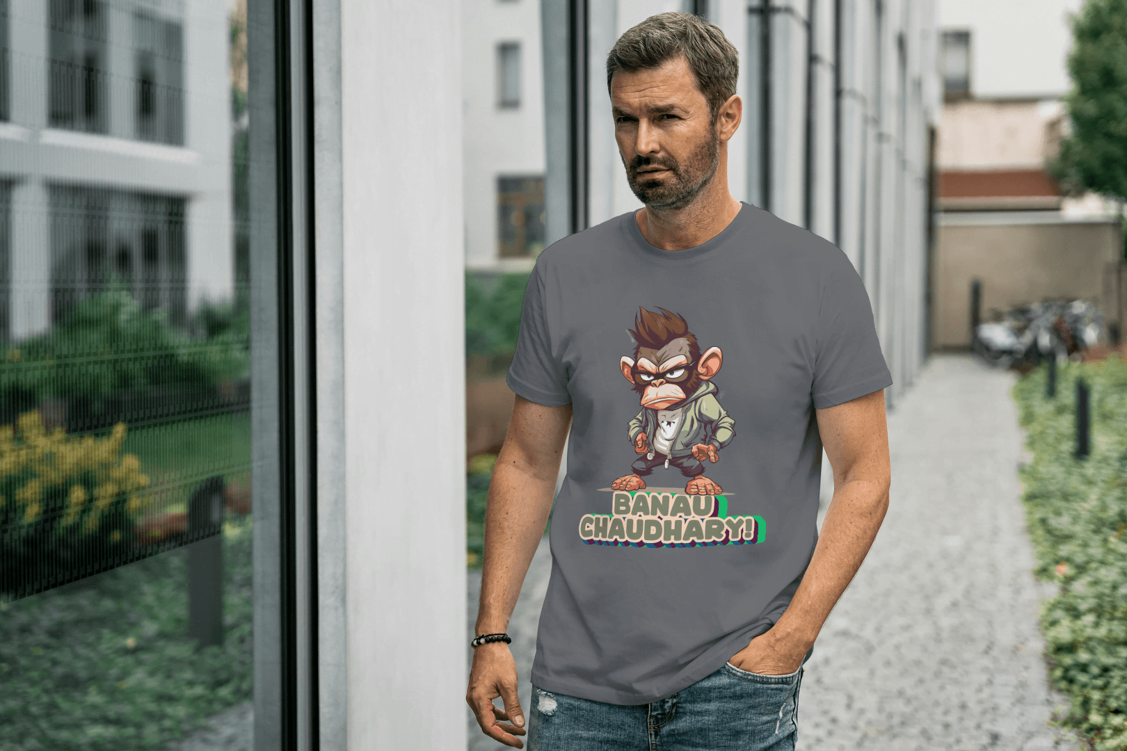 Banau Chaudhary: Cool Monkey Graphic Tee - Essentia Attire