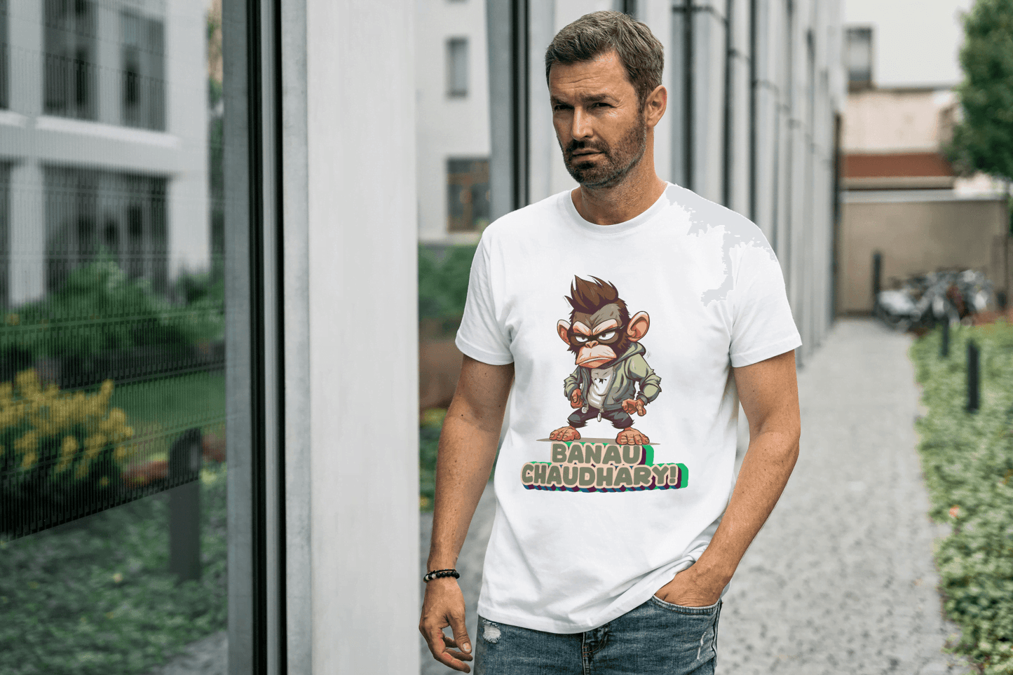 Banau Chaudhary: Cool Monkey Graphic Tee - Essentia Attire