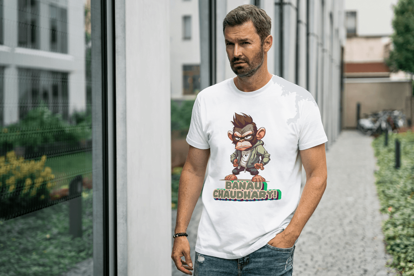 Banau Chaudhary: Cool Monkey Graphic Tee - Essentia Attire