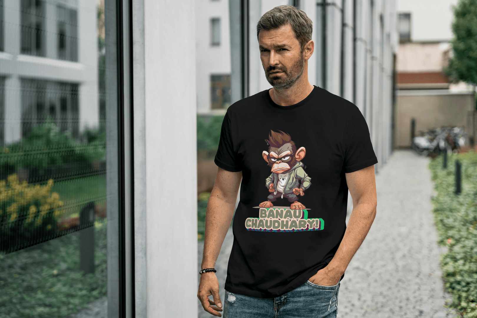 Banau Chaudhary: Cool Monkey Graphic Tee - Essentia Attire