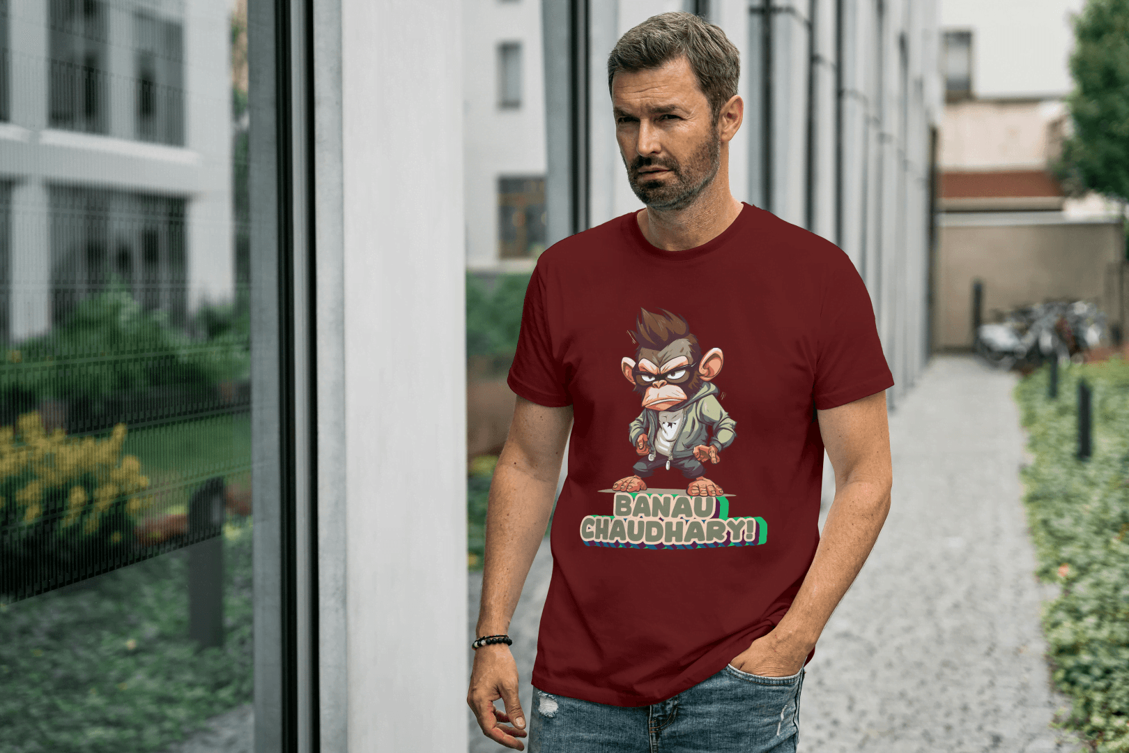 Banau Chaudhary: Cool Monkey Graphic Tee - Essentia Attire