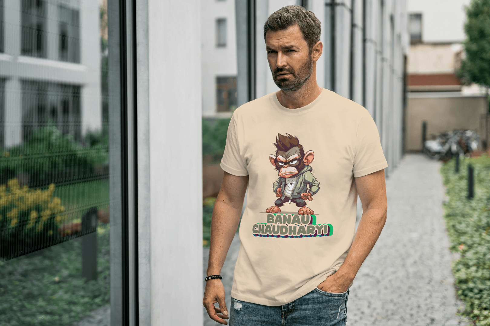 Banau Chaudhary: Cool Monkey Graphic Tee - Essentia Attire