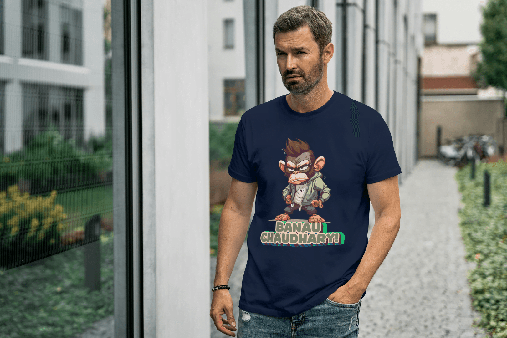 Banau Chaudhary: Cool Monkey Graphic Tee - Essentia Attire