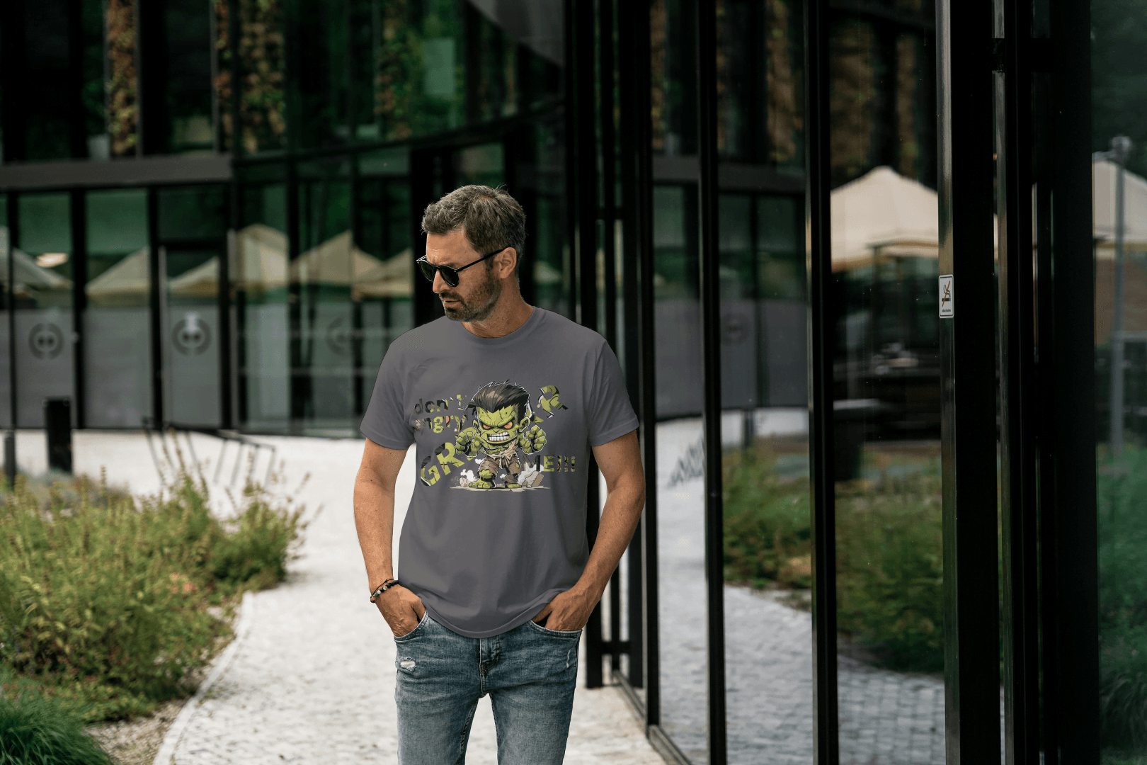 Chibi Green Strongman GRRR: Superhero Fan Tee - Essentia Attire