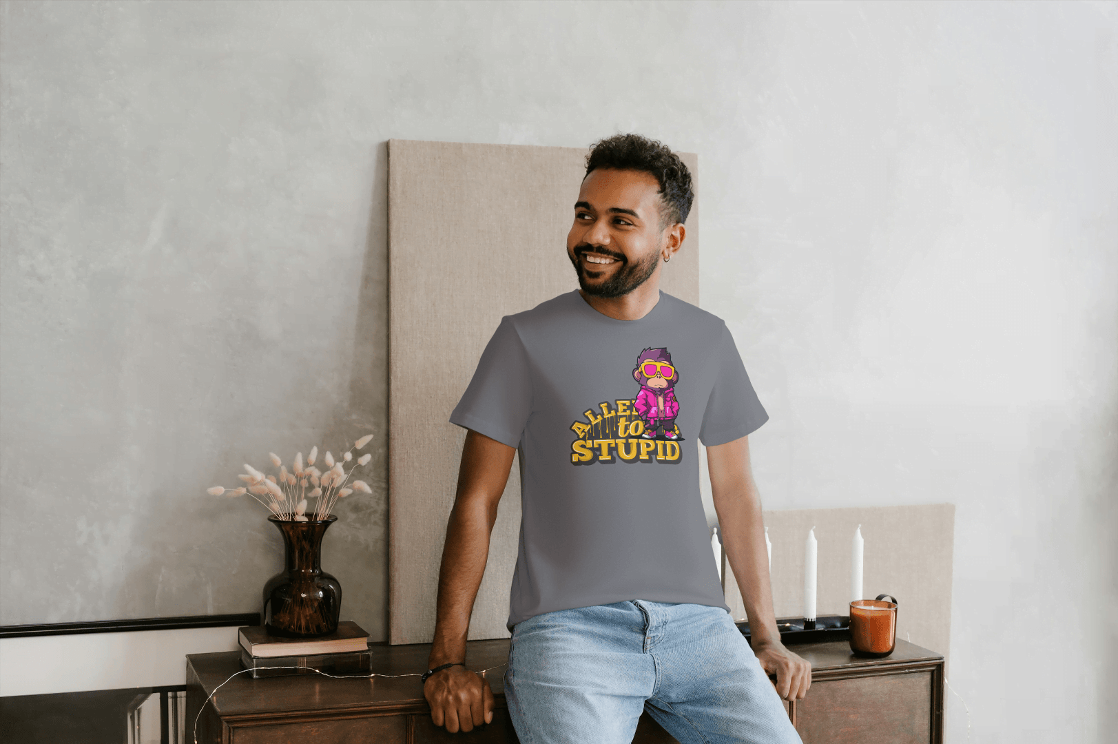 Allen To Stupid: Funny Monkey Graphic Tee - Essentia Attire