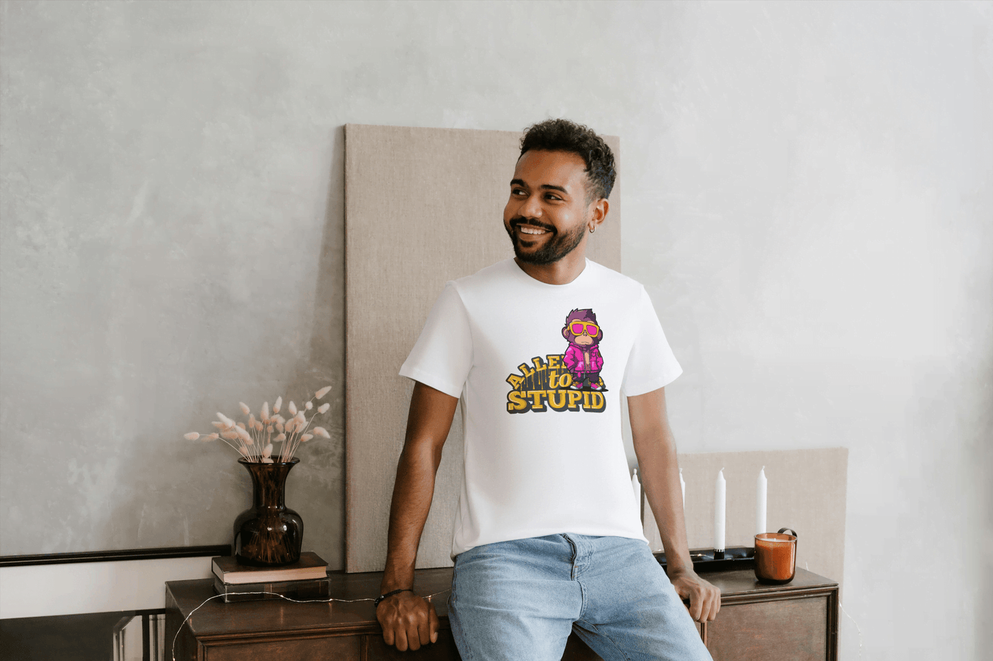 Allen To Stupid: Funny Monkey Graphic Tee - Essentia Attire