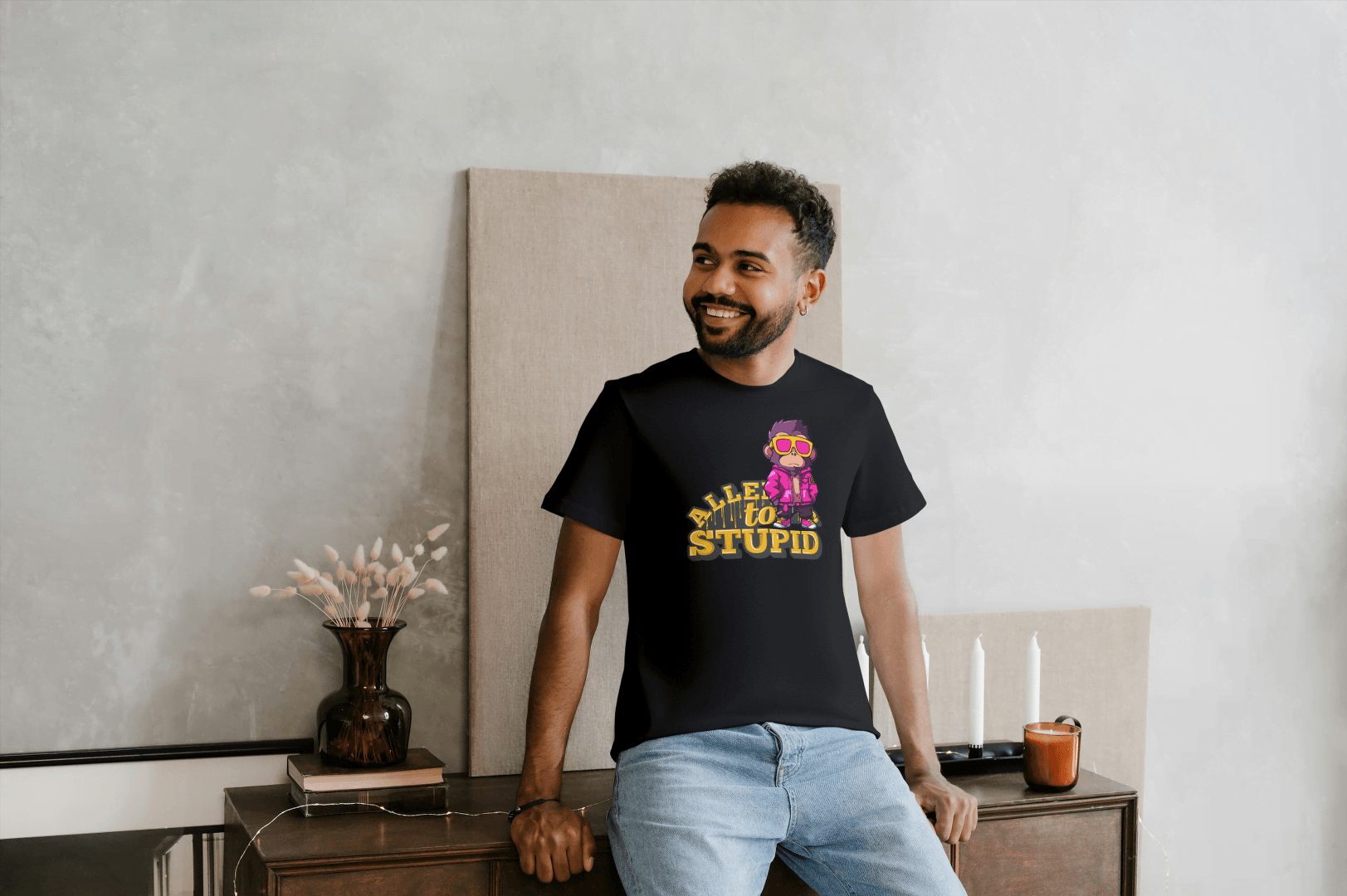 Allen To Stupid: Funny Monkey Graphic Tee - Essentia Attire